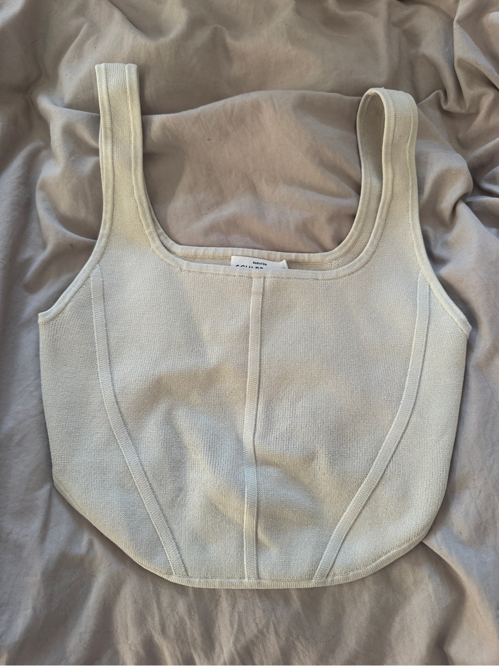 Aritzia Babaton Sculpt Knit Cream Ribbed bustier top
